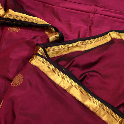 Vintage Heavy Sari Purple Hand Woven Kanjivaram Artificial Silk Sarees Zari 5Yd Floral Craft Fabric Dress making Crafting Quilting