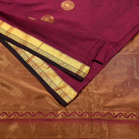 Vintage Heavy Sari Purple Hand Woven Kanjivaram Artificial Silk Sarees Zari 5Yd Floral Craft Fabric Dress making Crafting Quilting
