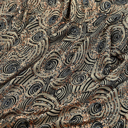 Indian Vintage Heavy Sari Beige Pure Georgette Silk Hand Beaded Sarees Craft Fabric 5Yd Sewing Soft Ethnic Wedding Sarees Dress making