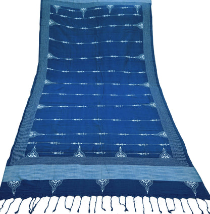 Indian Vintage Blue Dupatta Long Stole Pure Cotton Hand Embroidered Kantha Scarves Veil Scarf Wrap