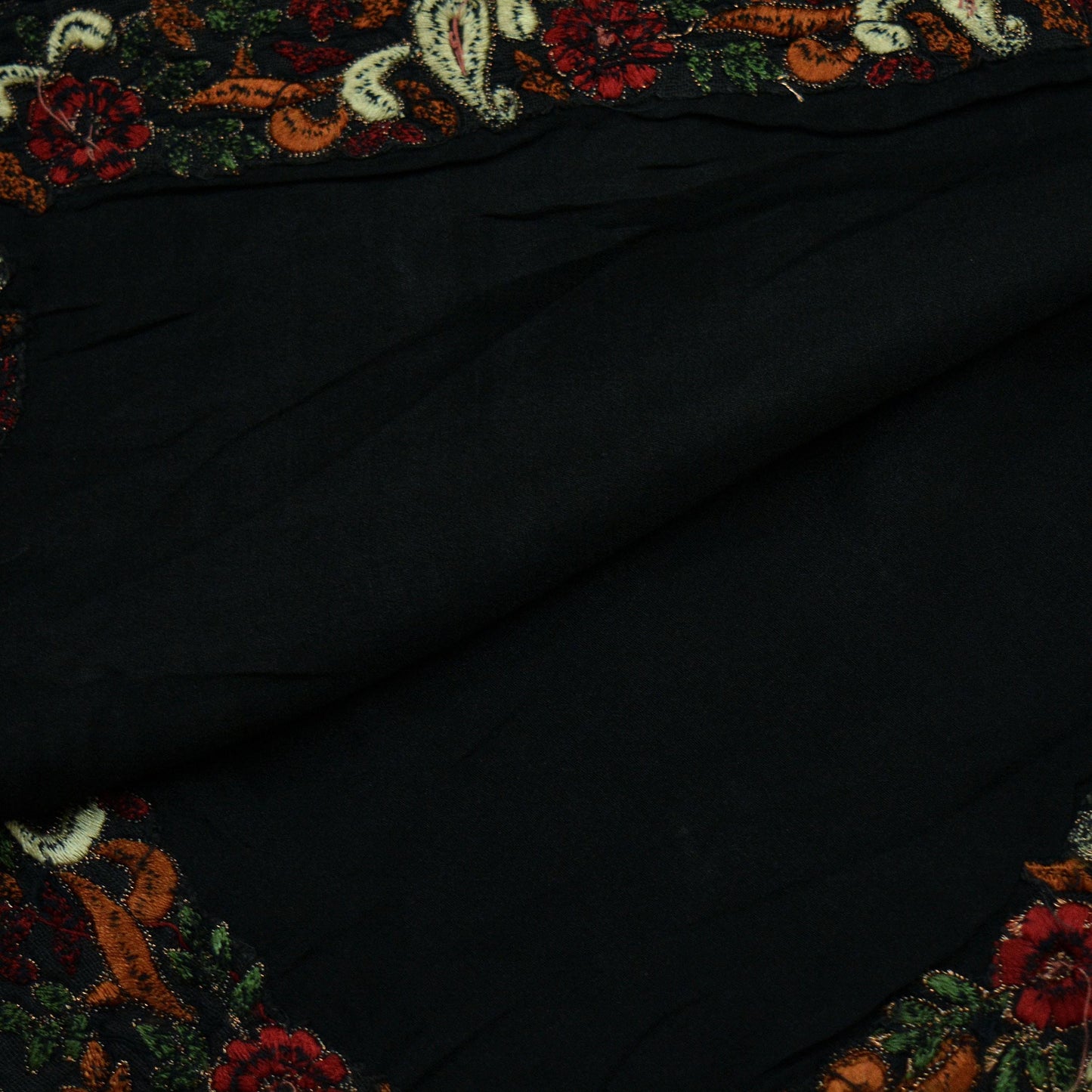 Indian Vintage Heavy Black Dupatta Pure silk Long Stole Hand Embroidered Hijab Scarves Veil Wrap Party wear Zardozi/ Dabka