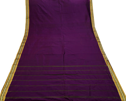 Vintage  Sari Purple 100% South Silk Hand Woven Work Sarees Craft Fabric Floral 5Yd Ethnic Soft Zari Dress making Crafting Quilting
