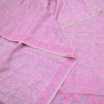 Indian Vintage Sari Pink 100% Pure Silk Woven Printed Sarees Craft Fabric 5yd Sewing Dress Making Paisley Upcycle Quilting Crafting Used