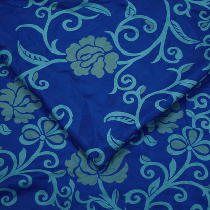 Indian Vintage Sari Blue Printed Sari Pure Silk Saree Craft Fabric Sewing 6yd Floral Soft Floral Wrap Sarong Dress making Crafting Quilting