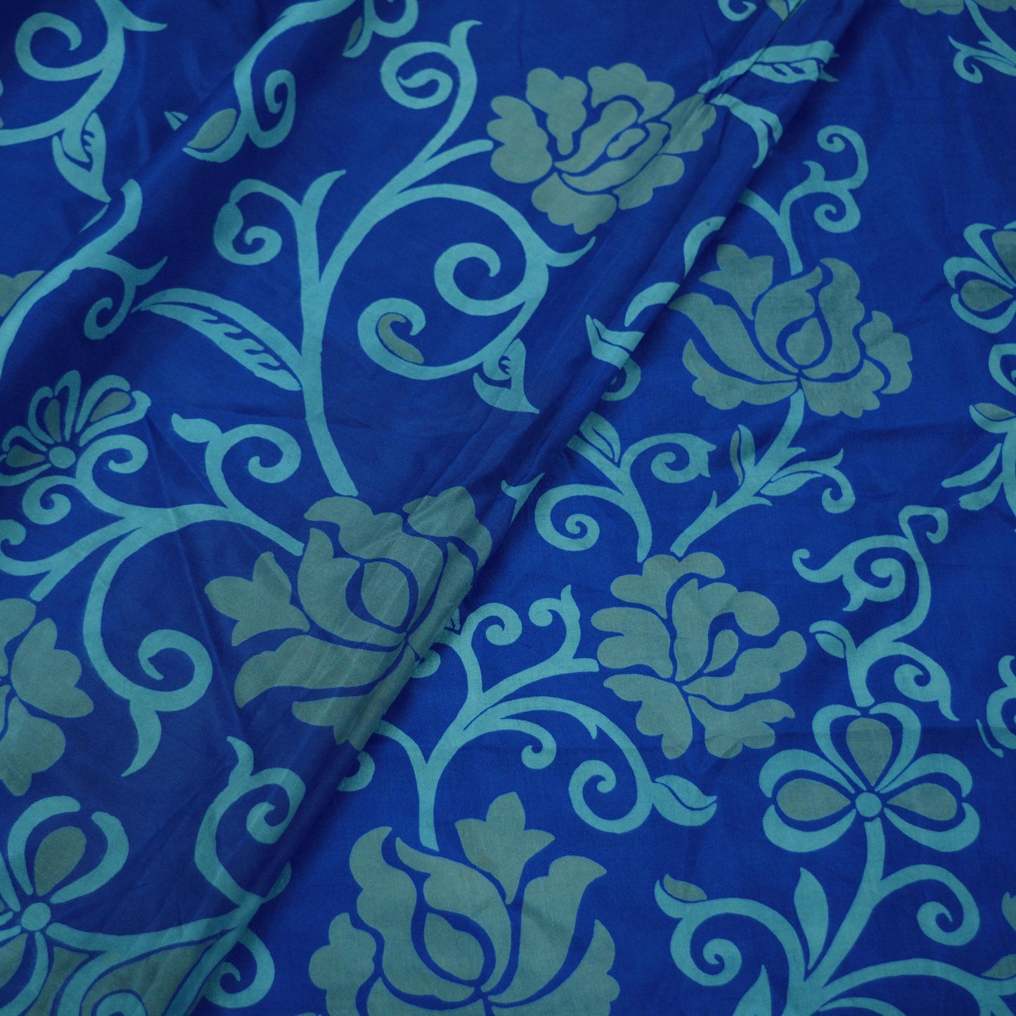 Indian Vintage Sari Blue Printed Sari Pure Silk Saree Craft Fabric Sewing 6yd Floral Soft Floral Wrap Sarong Dress making Crafting Quilting