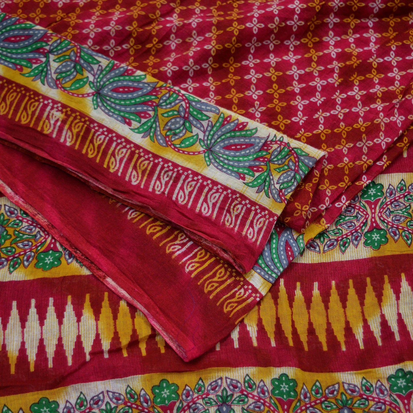 Indian Vintage Sari Pink Printed Pure Cotton Saree Craft Fabric 5Yd Soft Sewing Sarong Wrap Boho Floral Dress making Crafting