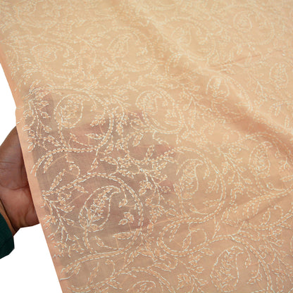 Indian Vintage Peach Dupatta Long Stole Pure Cotton Handmade Chikankari Scarves Veil Scarf Wrap Hippie Boho Soft
