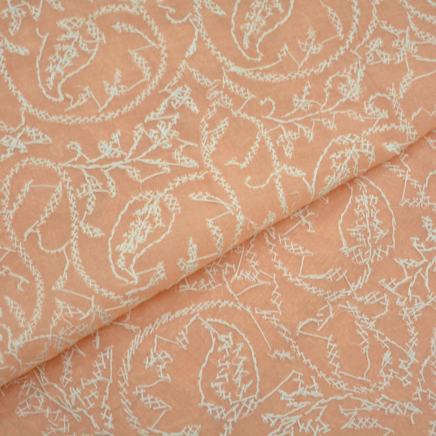 Indian Vintage Peach Dupatta Long Stole Pure Cotton Handmade Chikankari Scarves Veil Scarf Wrap Hippie Boho Soft