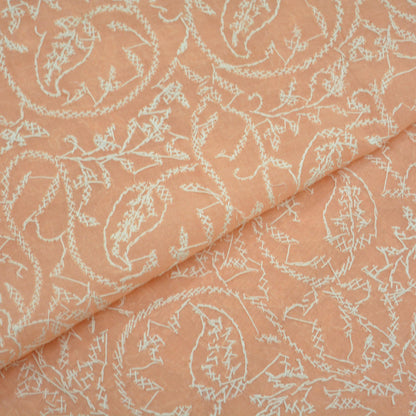 Indian Vintage Peach Dupatta Long Stole Pure Cotton Handmade Chikankari Scarves Veil Scarf Wrap Hippie Boho Soft