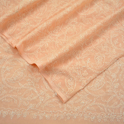 Indian Vintage Peach Dupatta Long Stole Pure Cotton Handmade Chikankari Scarves Veil Scarf Wrap Hippie Boho Soft