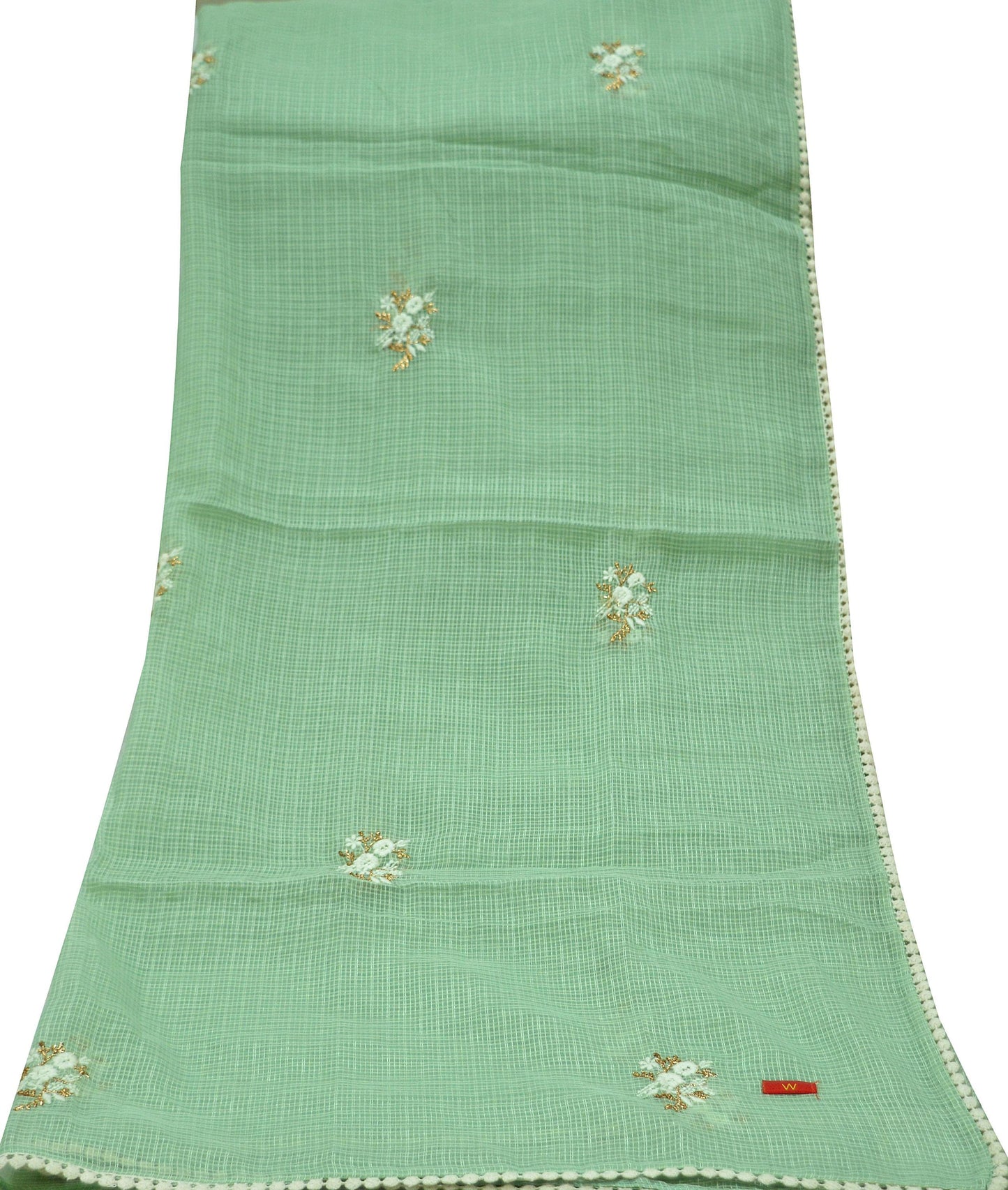 Indian Vintage Dupatta Green Long Stole Pure Silk Hand Embroidered Woven Fabric Scarves Veil Scarf Wrap Soft Hijab Party wear veil