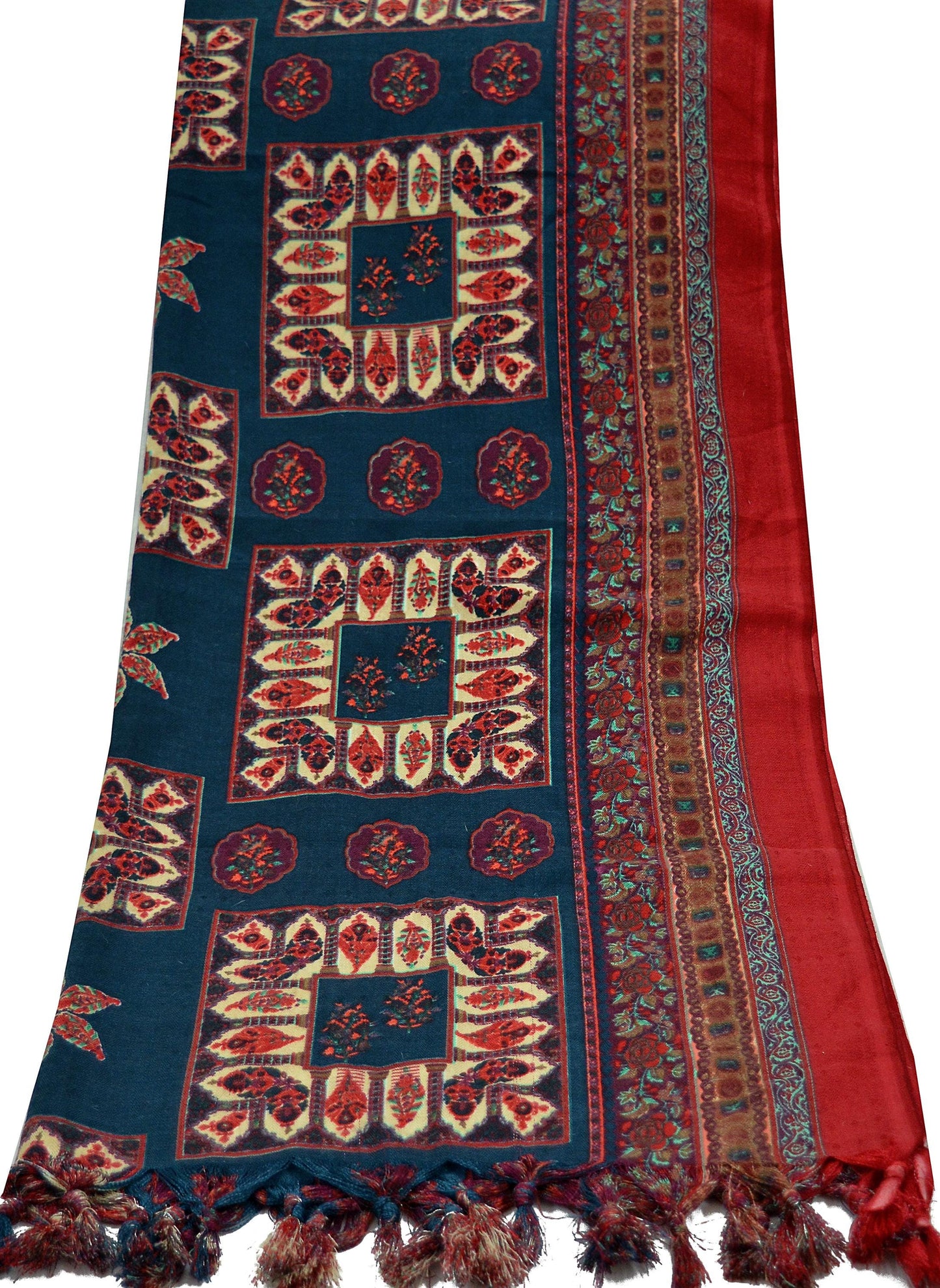 Indian Vintage Long Stole Woolen Scarf Dupatta Infinity Scarves Printed Sarong Wrap Craft Fabric Veil Woman Hijab Shawl Floral