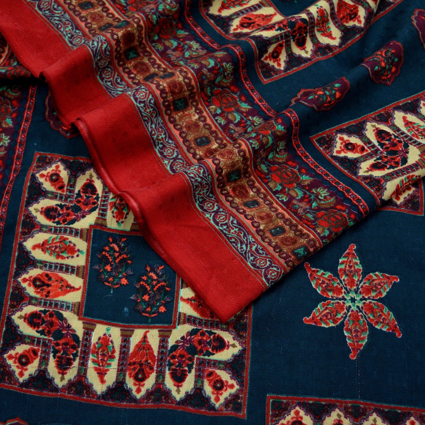 Indian Vintage Long Stole Woolen Scarf Dupatta Infinity Scarves Printed Sarong Wrap Craft Fabric Veil Woman Hijab Shawl Floral