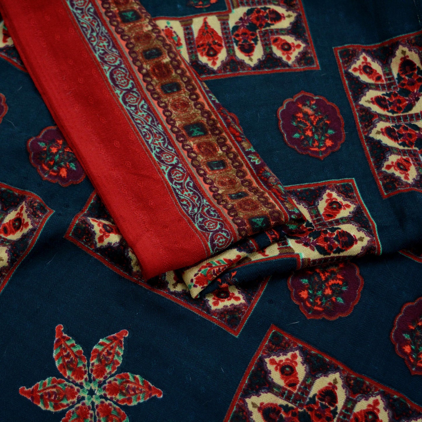 Indian Vintage Long Stole Woolen Scarf Dupatta Infinity Scarves Printed Sarong Wrap Craft Fabric Veil Woman Hijab Shawl Floral