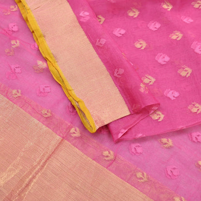 Indian Vintage Pink Dupatta Long Stole Hand Embroidered Jamdani Pure Cotton Scarves Veil Soft Zari