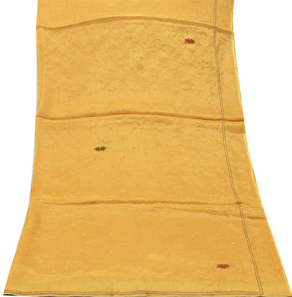 Indian Vintage Saffron Dupatta Long Stole Pure Silk Hand Embroidered Scarves Veil Scarf Wrap Hippie Boho Zardozi/ Dabka
