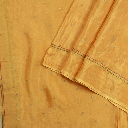 Indian Vintage Saffron Dupatta Long Stole Pure Silk Hand Embroidered Scarves Veil Scarf Wrap Hippie Boho Zardozi/ Dabka