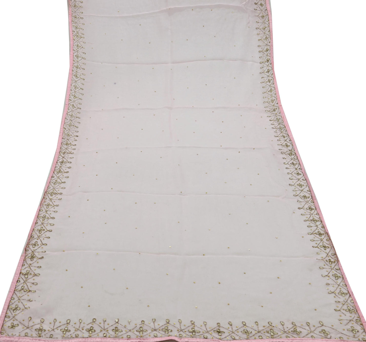 Indian Vintage Pink Dupatta Organza Long Stole Hand Embroidered Scarves Veil Soft Floral Design Wrap Boho Party wear