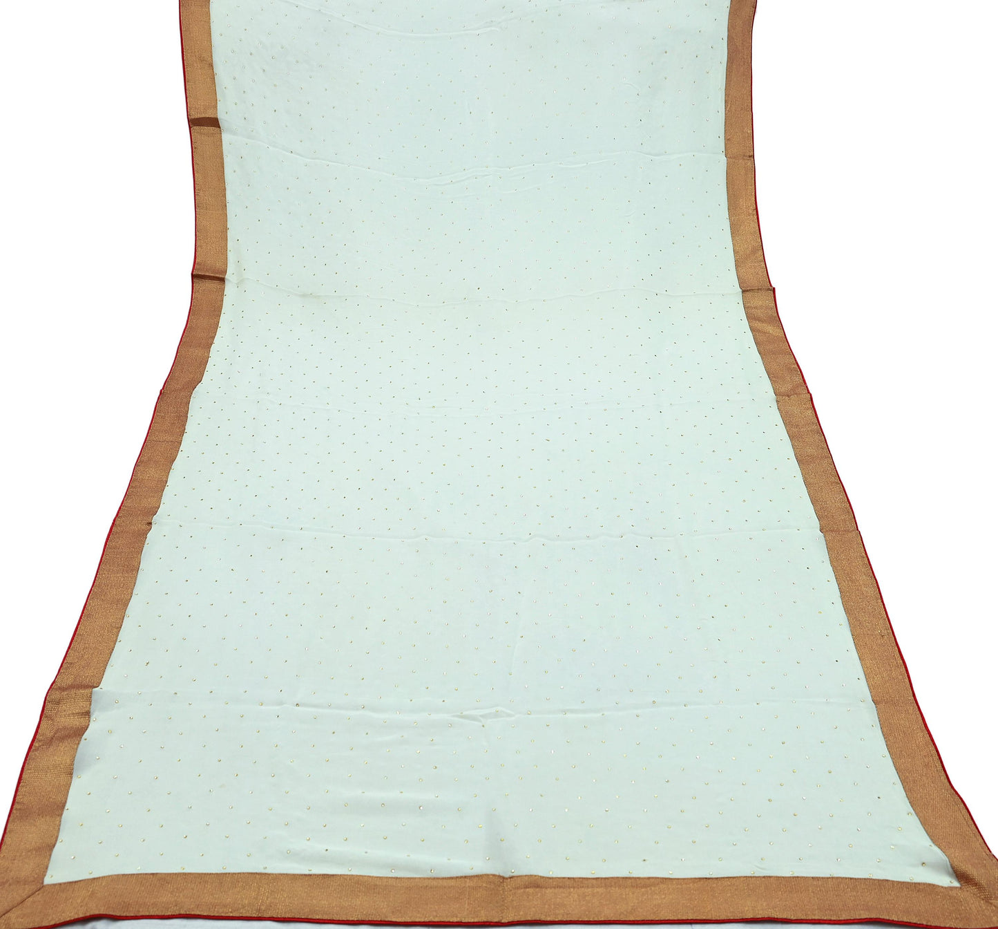 Indian Vintage Ivory Dupatta Pure Georgette silk Long Stole Hand Embroidered Scarves Stole Veil Wrap Sequins