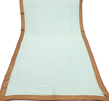 Indian Vintage Ivory Dupatta Pure Georgette silk Long Stole Hand Embroidered Scarves Stole Veil Wrap Sequins