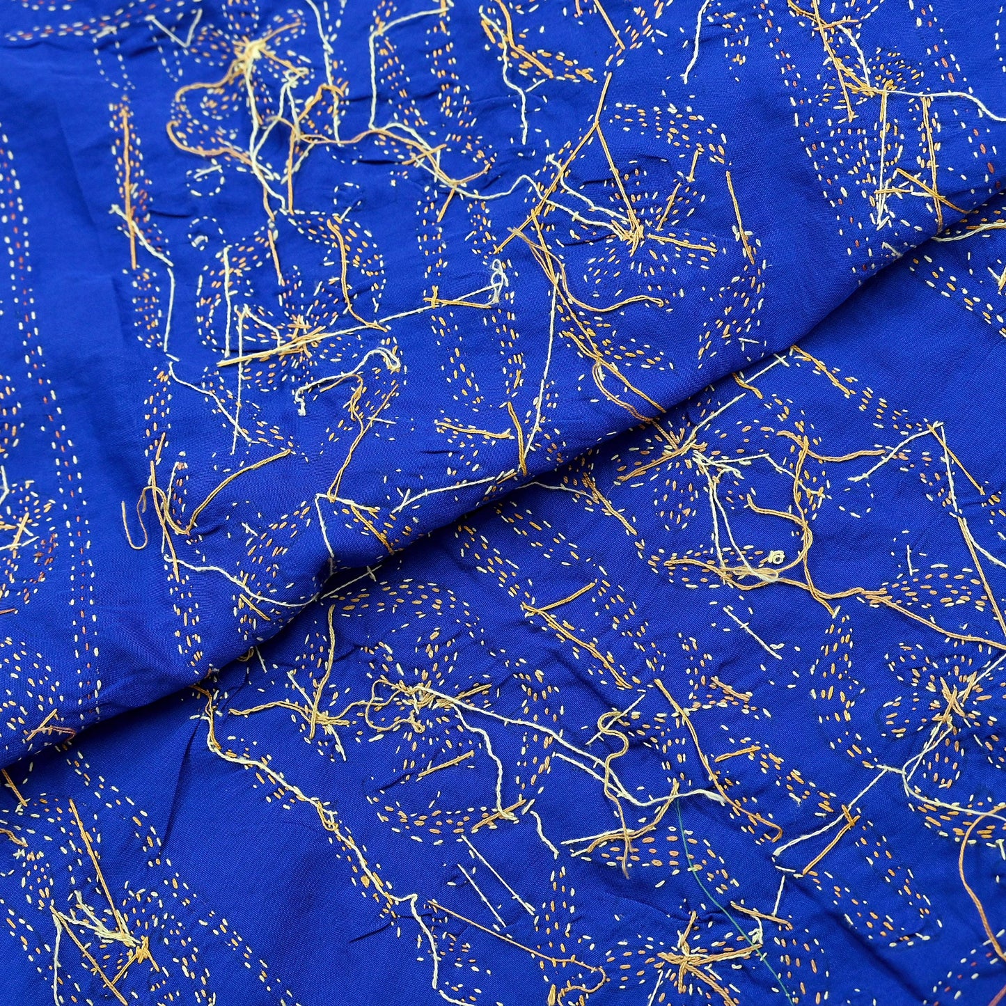 Indian Vintage Dupatta Blue Long Stole Hand Embroidered kantha stole Scarves Veil Wrap Soft Floral