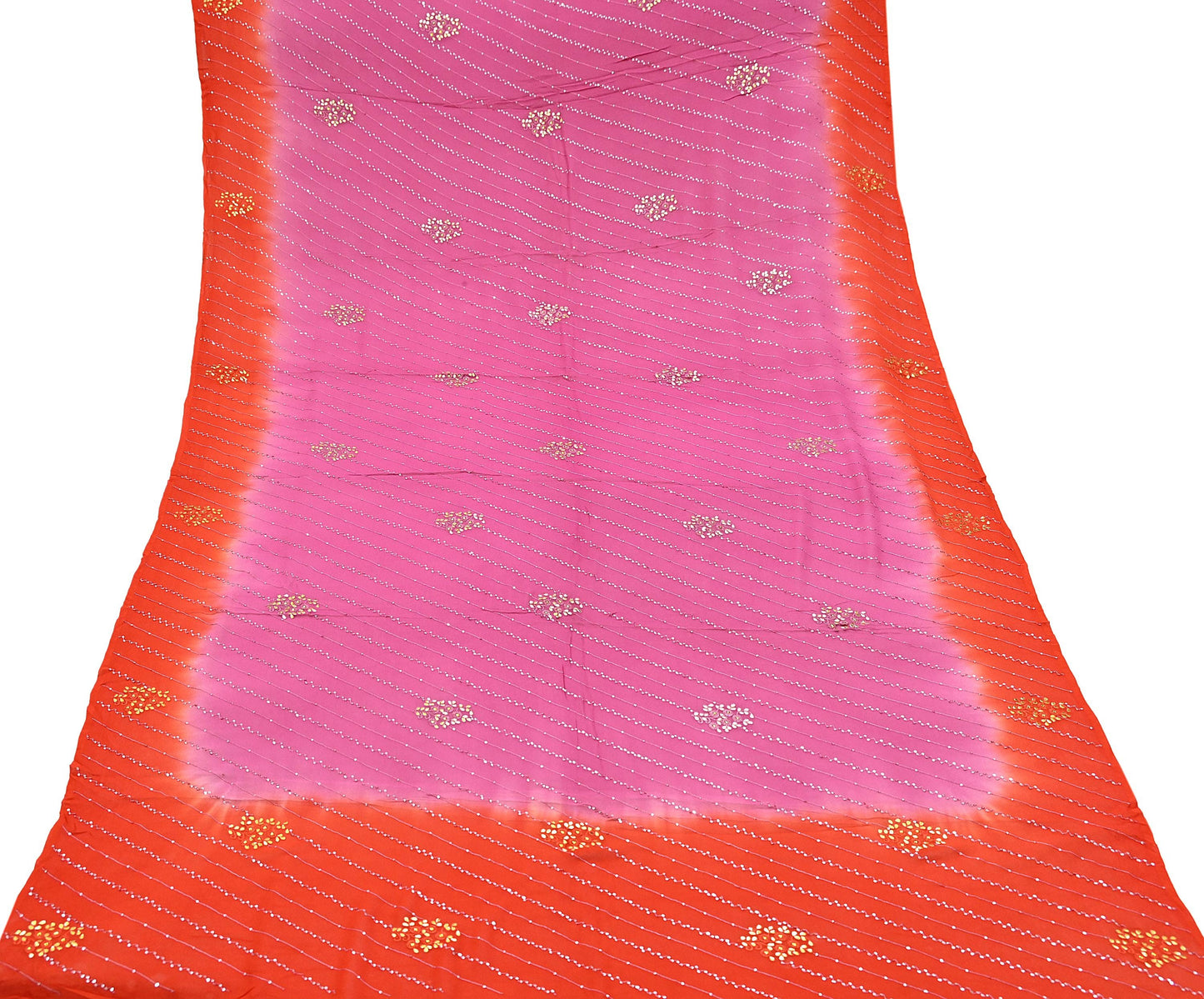 Indian Vintage orange Dupatta Pure Georgette silk Long Stole Hand Embroidered Gota Patti Scarves Stole Veil Wrap Sequins