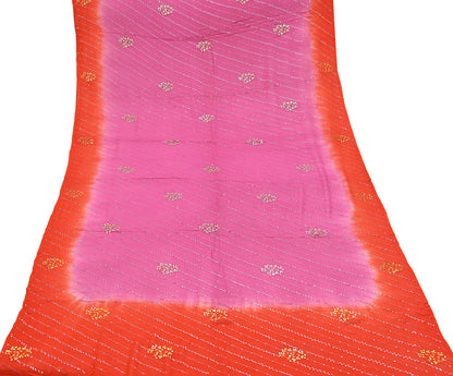 Indian Vintage orange Dupatta Pure Georgette silk Long Stole Hand Embroidered Gota Patti Scarves Stole Veil Wrap Sequins