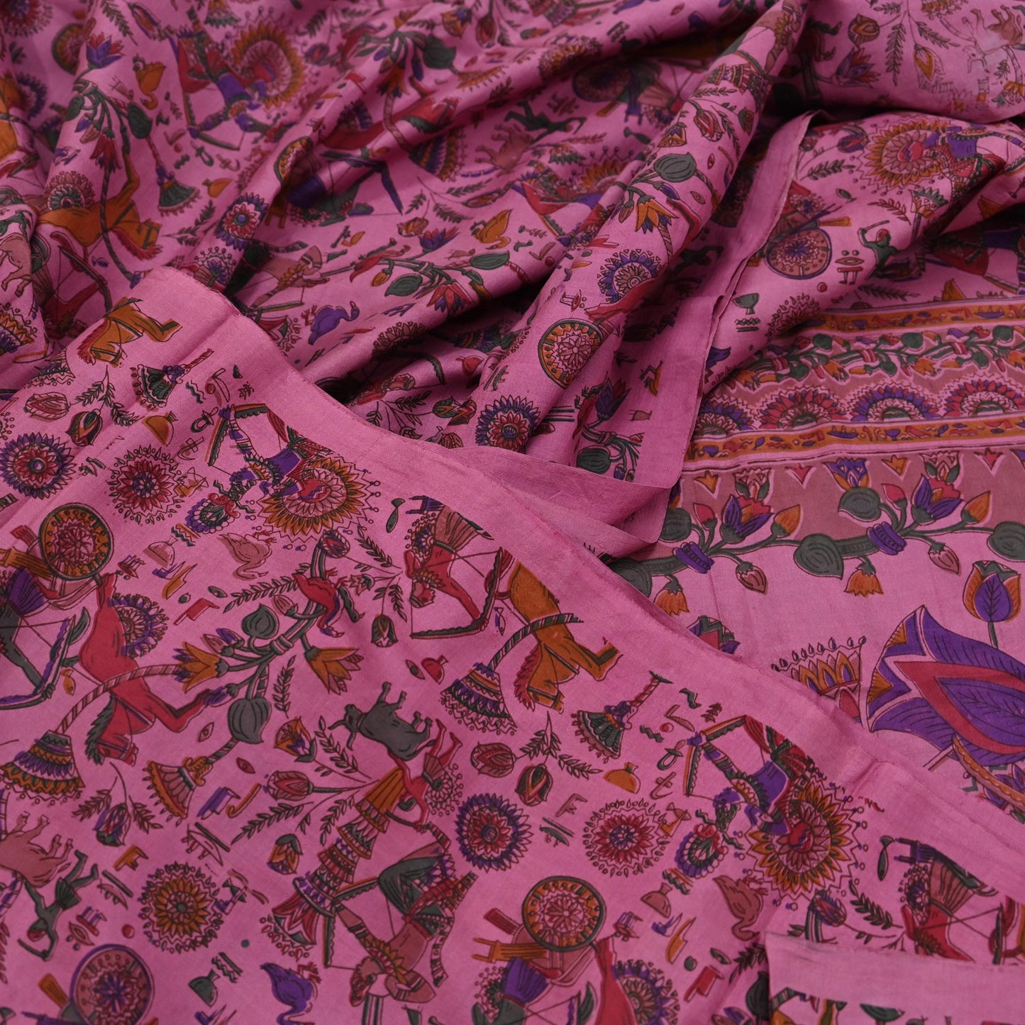Indian Vintage Sari Pink Pure Silk Printed Sarees 5yd Sewing Craft Fabric Dress Making Soft Wrap Floral Crafting Quilting Upcycle