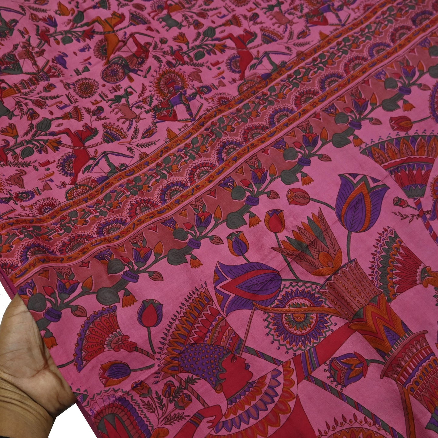 Indian Vintage Sari Pink Pure Silk Printed Sarees 5yd Sewing Craft Fabric Dress Making Soft Wrap Floral Crafting Quilting Upcycle