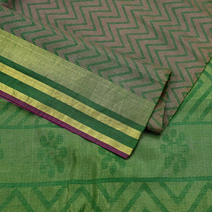 Indian Vintage Sarees Green 100% Pure Silk  Hand Woven Sari Craft Fabric 5Yd Ethnic Floral Zari Dress making Crafting Upcycle