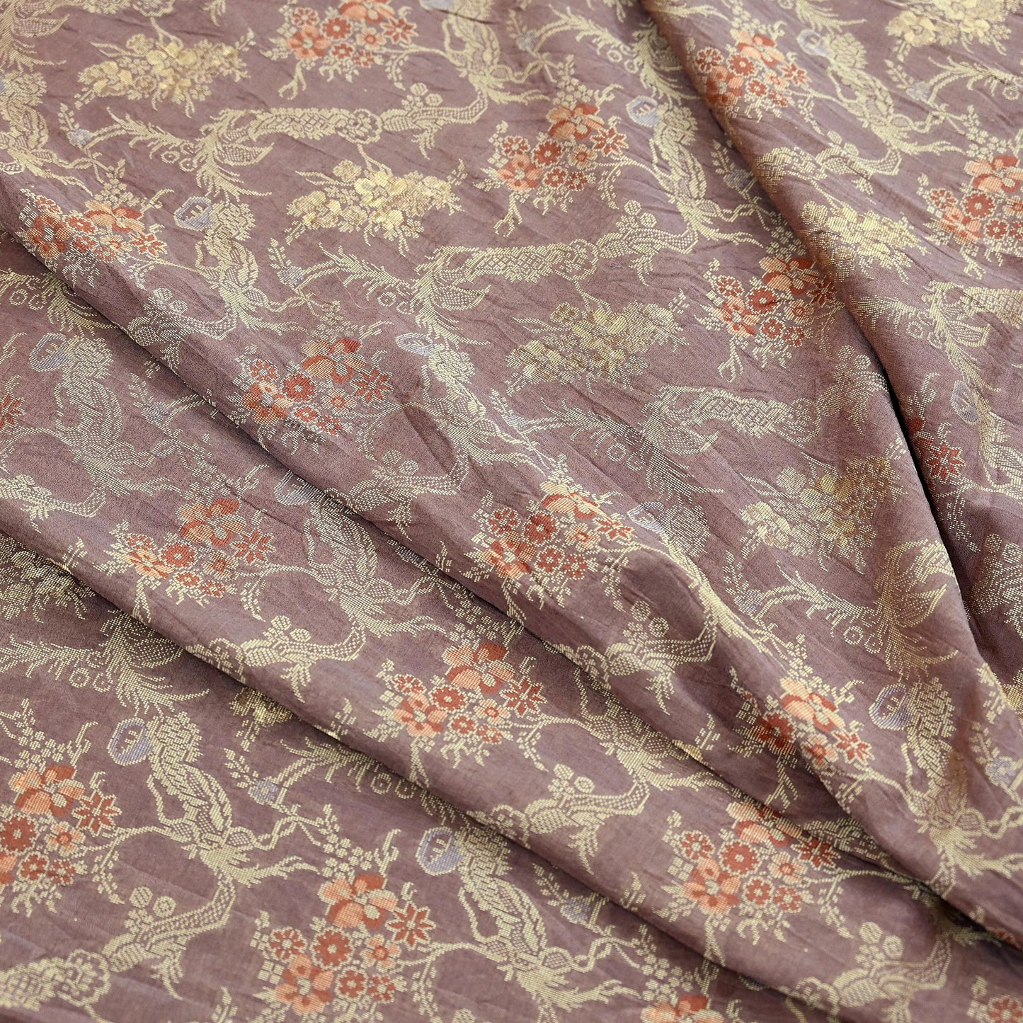 Indian Vintage Sari Brown 100% Pure Silk Hand Woven Sarees Craft Fabric 5Yd Ethnic Sewing Dress making Crafting Quilting Upcycle