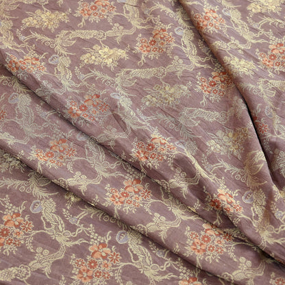 Indian Vintage Sari Brown 100% Pure Silk Hand Woven Sarees Craft Fabric 5Yd Ethnic Sewing Dress making Crafting Quilting Upcycle