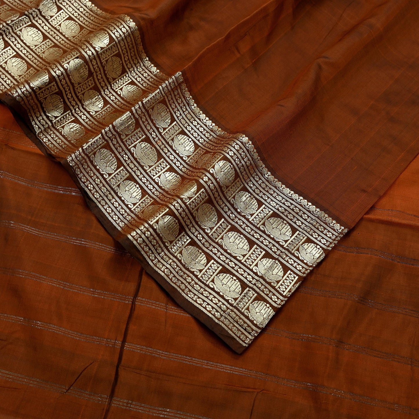 Indian Vintage Sari Brown Mysore Silk Woven Sarees Craft Fabric 5Yd Ethnic South silk Dress Making Crafting Upcycle Quilting Zari Border