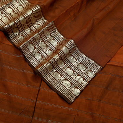Indian Vintage Sari Brown Mysore Silk Woven Sarees Craft Fabric 5Yd Ethnic South silk Dress Making Crafting Upcycle Quilting Zari Border