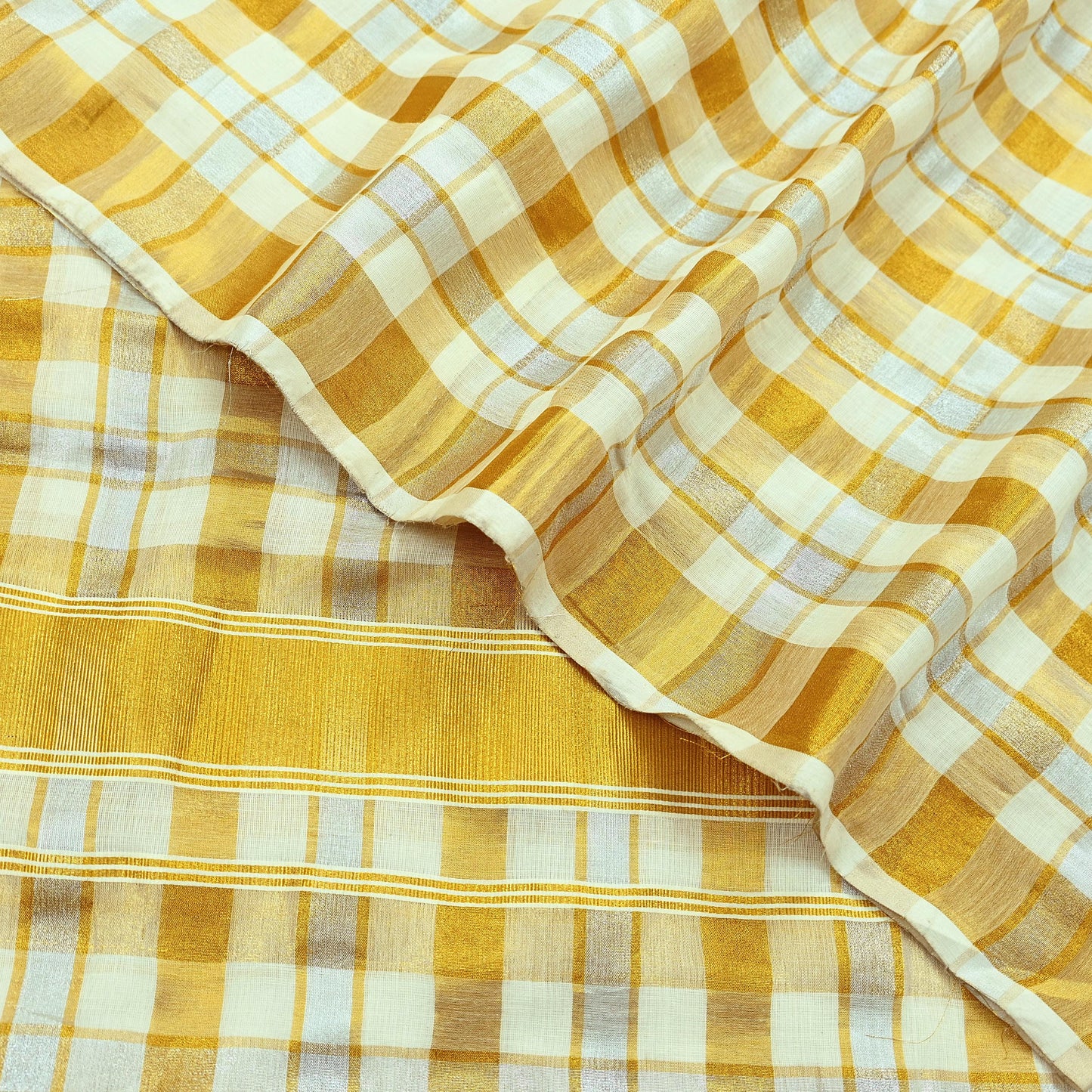 Indian Vintage Heavy Sari Off-White Woven South Sarees Pure Cotton Zari 6Yd Wedding Sarees Dress making Crafting