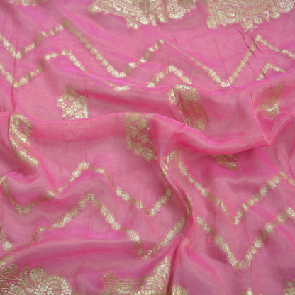 Indian Vintage Pink Dupatta Long Stole Georgette Hand Woven Brocade Scarves Veil Scarf Wrap Hippie Boho Soft Floral