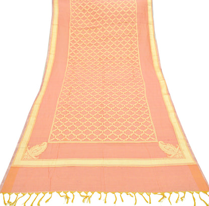 Indian Vintage Dupatta Peach Organza Long Stole Woven Scarves Veil Zari Soft Floral Design