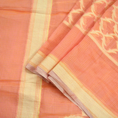Indian Vintage Dupatta Peach Organza Long Stole Woven Scarves Veil Zari Soft Floral Design