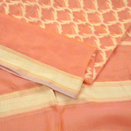 Indian Vintage Dupatta Peach Organza Long Stole Woven Scarves Veil Zari Soft Floral Design