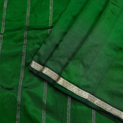 Indian Vintage Sari Green Mysore Silk Woven Sarees Craft Fabric 5Yd Ethnic South silk Dress Making Crafting Upcycle Quilting Zari Border