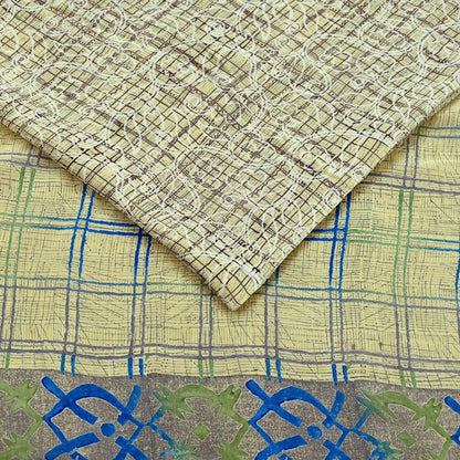 Indian Vintage Sari Beige Pure Crepe Silk Printed Sarees 5yd Sewing Floral Soft Craft Fabric Wrap Dress making Upcycle Crafting Quilting