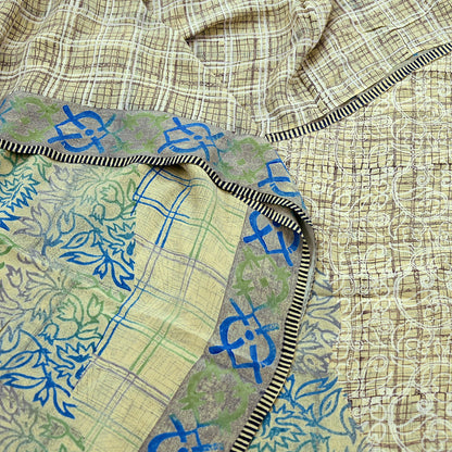Indian Vintage Sari Beige Pure Crepe Silk Printed Sarees 5yd Sewing Floral Soft Craft Fabric Wrap Dress making Upcycle Crafting Quilting