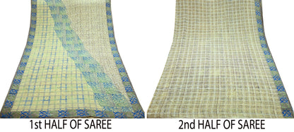 Indian Vintage Sari Beige Pure Crepe Silk Printed Sarees 5yd Sewing Floral Soft Craft Fabric Wrap Dress making Upcycle Crafting Quilting