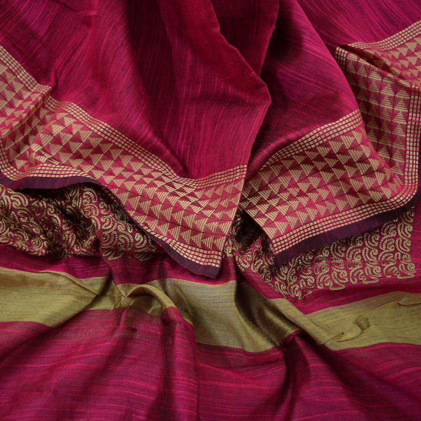 Indian Vintage Dupatta Pink Long Stole Hand Embroidery Chanderi Scarves Veil Wrap Boho