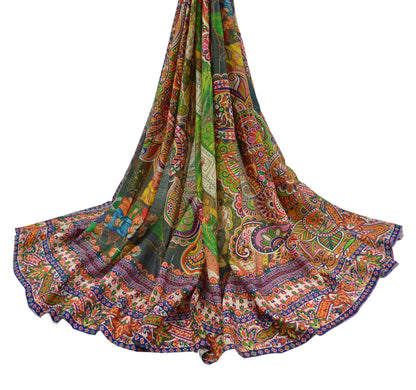 Indian Vintage Multi Dupatta Long Stole Digital Printed Hijab Blend Cotton Scarves Veil Soft Wrap Boho