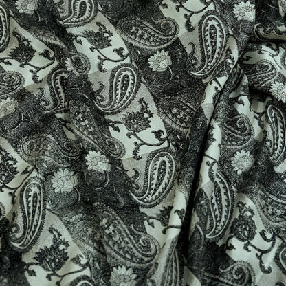 Indian Vintage Black & Gray Saree 100% Pure Silk Printed Sari 5yd Sewing Craft Fabric Dress Making Soft Crafting Quilting Upcycle