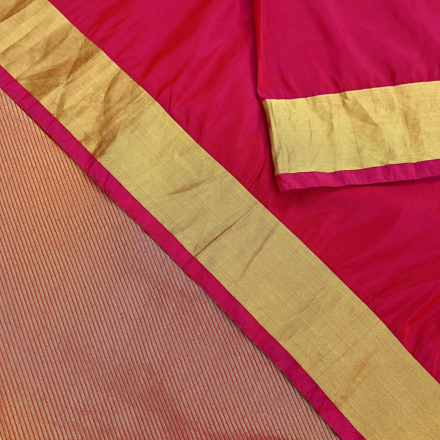 Vintage Heavy Sari Magenta Hand Woven Kanjivaram Artificial Silk Sarees Zari 5Yd Floral Craft Fabric Dress making Crafting Quilting