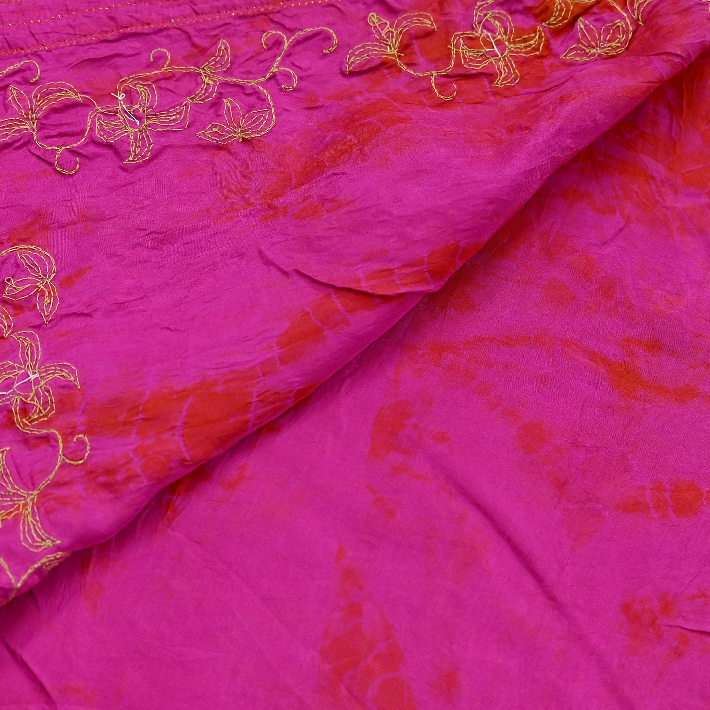 Indian Vintage Sari Magenta Pure Silk Hand Embroidered Sarees Craft Fabric 5Yd Sewing Soft Zardozi/Dabka Dress making Bridal/wedding sari