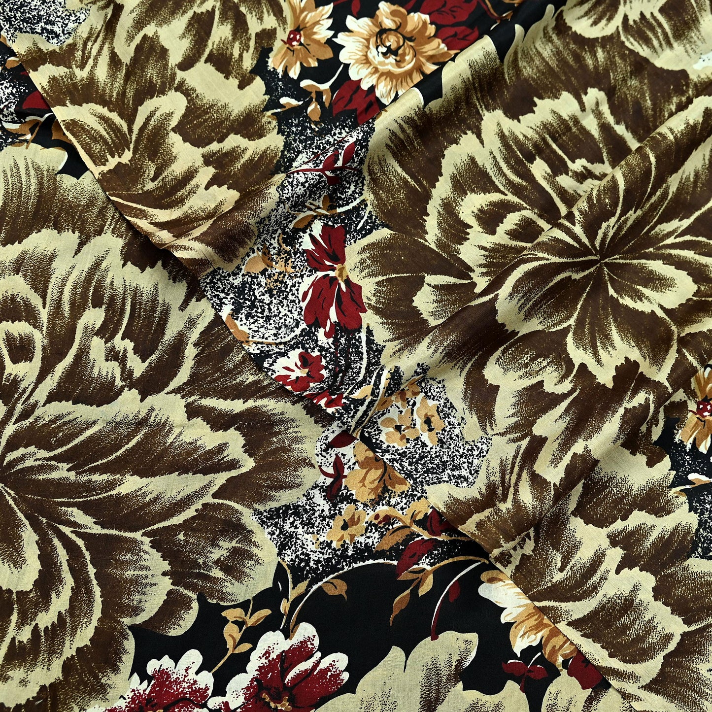 Indian Vintage Sari Black Printed Pure Silk Sarees Craft Fabric 5yd Sewing Floral Soft Dress Designing  for Crafting Quilting Upcycle Wrap