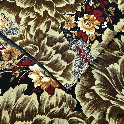 Indian Vintage Sari Black Printed Pure Silk Sarees Craft Fabric 5yd Sewing Floral Soft Dress Designing  for Crafting Quilting Upcycle Wrap